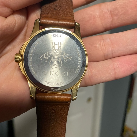 GUCCI Unisex Swiss Le Marché Des Merveilles Brown Toscano Leather Strap Watch - Picture 4 of 6